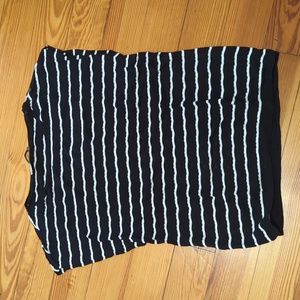 Loft Short sleeve black white striped sweater with pointelle detail